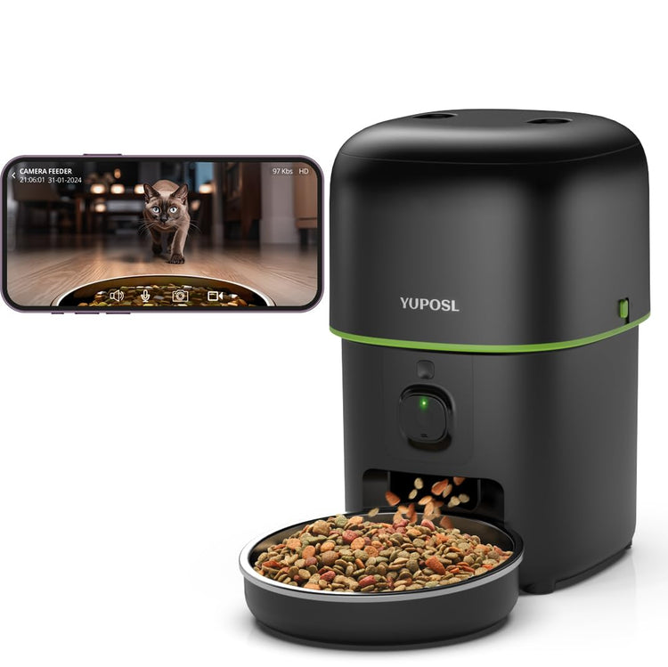 Yuposl Automatic Cat Feeders - 2L Cat Food Dispenser Easy to Use, Timed Automatic Pet Feeder with Over 180-day Battery Life, 1-6 Meals Dry Food Programmable Portion Control Also for Dogs