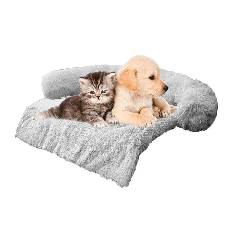 Calming Dogs/Cats Bed Mats, Dog Pad Washable Removable Couch Cover, Plush Long Fur Mat for Pets, Waterproof Lining, Perfect for Small, Medium and Large Dogs and Cats (Gradient Gray, 36"x31")