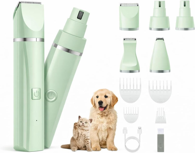 Deluxe 16-Piece Pet Grooming Kit with Carry Bag -Kit for Dogs & Cats – Quiet Clippers, Nail Grinder & Brushes
