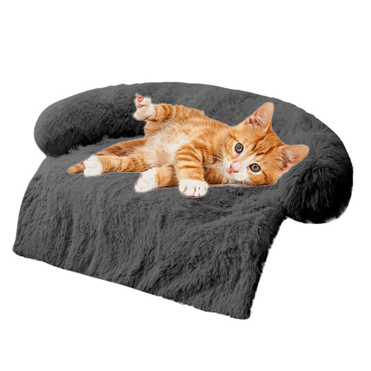 Calming Dogs/Cats Bed Mats, Dog Pad Washable Removable Couch Cover, Plush Long Fur Mat for Pets, Waterproof Lining, Perfect for Small, Medium and Large Dogs and Cats (Gradient Gray, 36"x31")