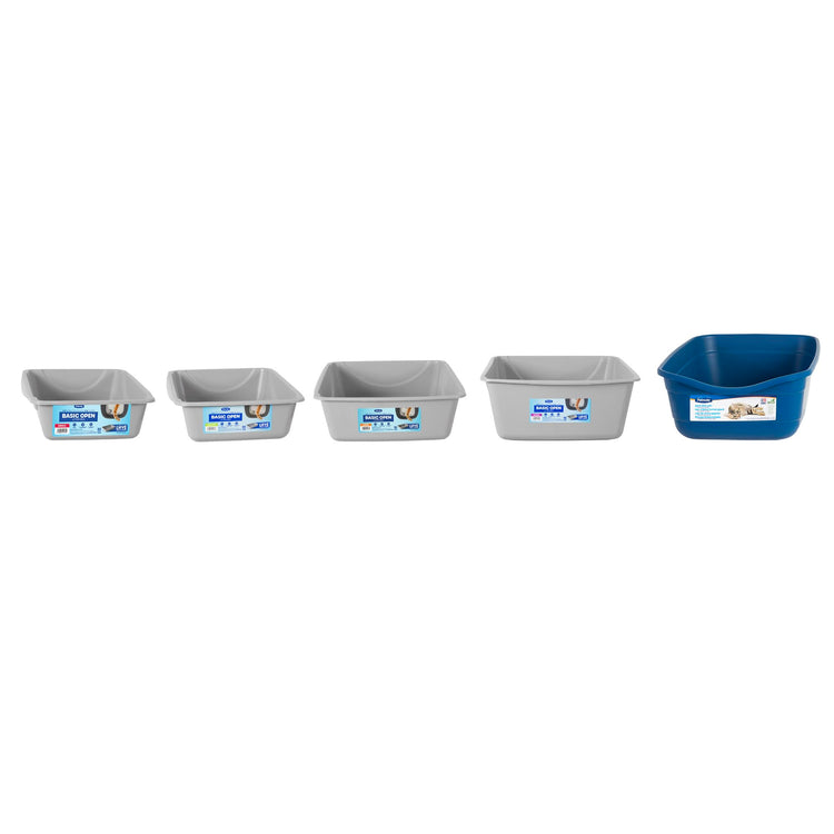 Petmate Open Cat Litter Box, Blue Mesa/Mouse Grey,M (Pack of 1), Made in USA