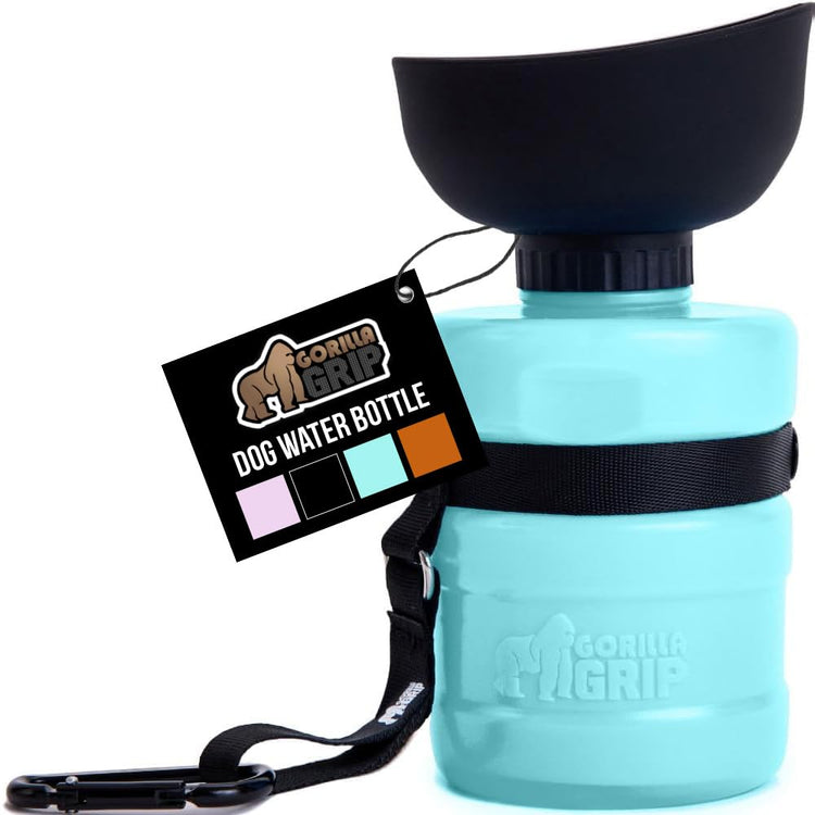 GORILLA GRIP Dog Water Bottle, Portable Water Bowl Dispenser for Dogs, 12 oz Leak Proof Pet Travel Squeeze Bottles, Food Grade Silicone, to Go Puppy Essentials, Hiking Camping Trip Accessories, Pink