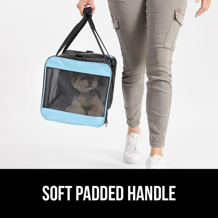 GORILLA GRIP Cat Carrier Travel Bag Up to 15 Lbs, Soft Collapsible Small Dog Carriers, Top and Side Entry Breathable Mesh, Grip Feet on Underside, Cozy Washable Waterproof Pad, Portable Kennel, Black
