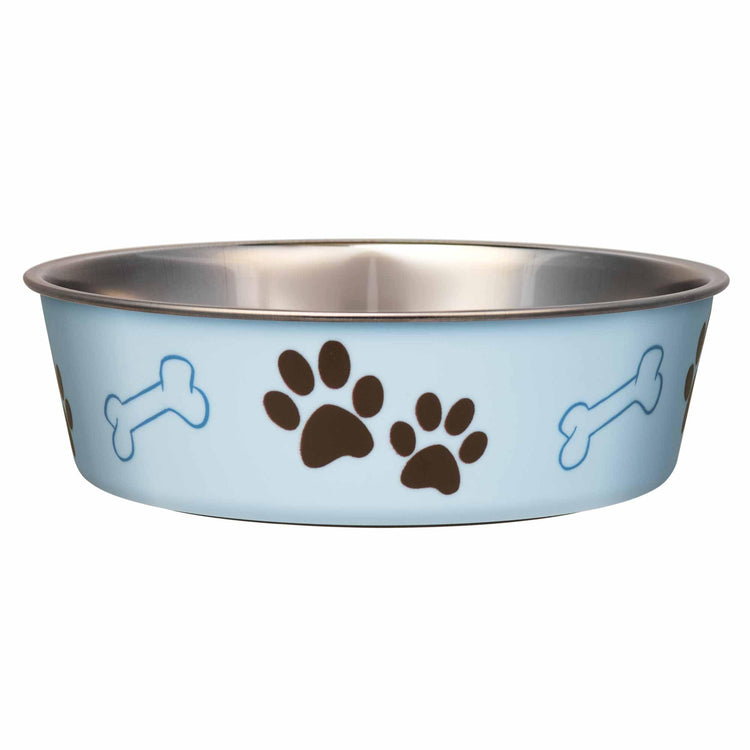 Loving Pets Bella Dog Bowls- Stainless Steel Dog & Cat Bowls - Spill Proof Dog Food Bowl, Cat Bowl, Puppy Essentials & Pet Supplies Great for Home & Travel (Medium 20-35 lbs, Blueberry)