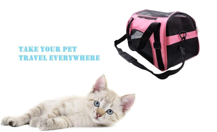 ZaneSun Cat Carrier,Soft-Sided Pet Travel Carrier for Cats,Dogs Puppy Comfort Portable Foldable Pet Bag Airline Approved (Small Blue)