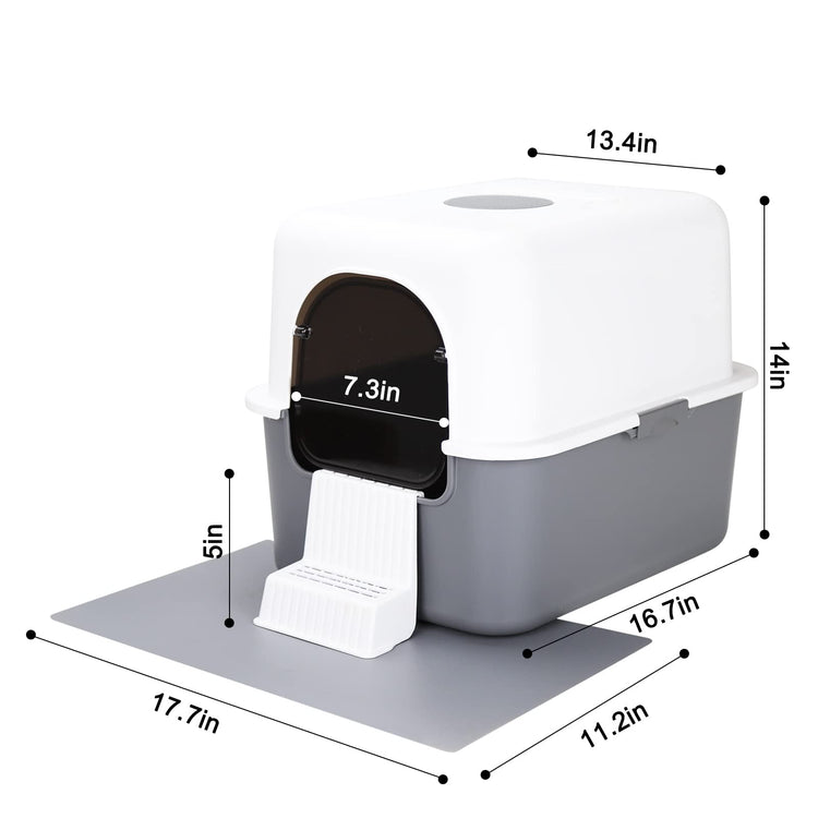 Sfozstra Black Enclosed Cat Litter Box with Lid - Lift-Off Buckle Lock for Easy Cleaning, High Sides Splash-Proof & Leak-Proof, Odor-Reducing with Deodorizer, Includes Sand Pedal, for Cats up to 8 lbs
