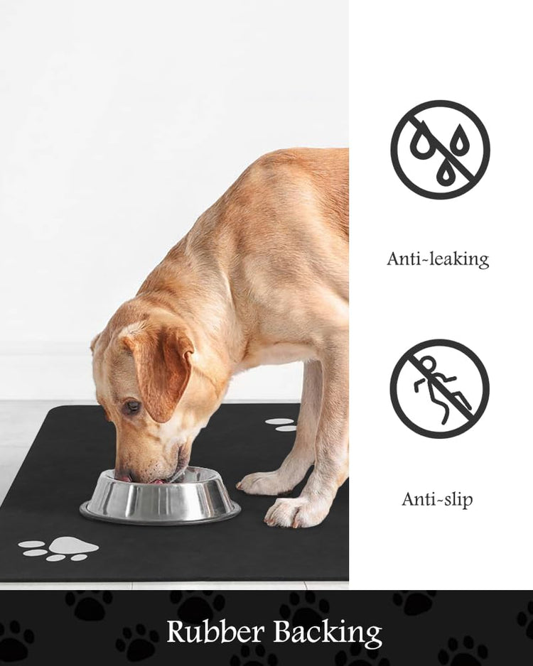 PADOOR Pet Feeding Mat-Absorbent Dog Mat for Food and Water Bowl-No Stains Easy Clean Dog Food Mat-Quick Dry Water Dispenser-Puppy Supplies Accessories
