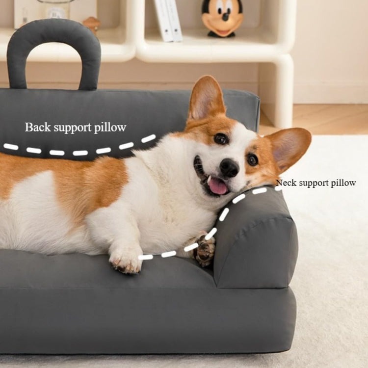 Pet Sofa Bed for Small Cats & Dogs - Faux Leather Cat Dog Couch with Non-Slip Bottom, Soft Kennel Sofa Chair for Indoor Use(Coffee)
