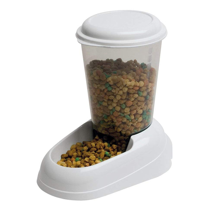 Ferplast Dry Food Dispenser for Dogs and Cats 3 Liter Zenith Practical pet Feeder Food Dispenser Biscuits for Animals, Transparent Tank with lid, Non-Slip Bottom, 20,2 x 29,2 x h 28,8 cm Blue