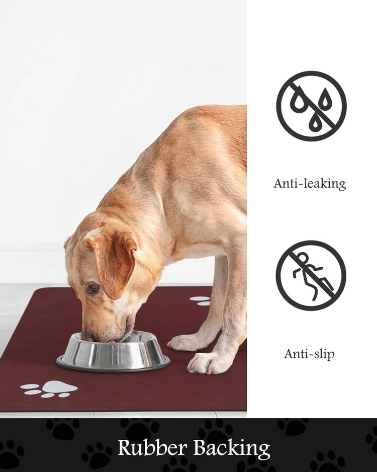 PADOOR Pet Feeding Mat-Absorbent Dog Mat for Food and Water Bowl-No Stains Easy Clean Dog Food Mat-Quick Dry Water Dispenser-Puppy Supplies Accessories