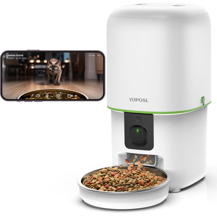 Yuposl Automatic Cat Feeders - 2L Cat Food Dispenser Easy to Use, Timed Automatic Pet Feeder with Over 180-day Battery Life, 1-6 Meals Dry Food Programmable Portion Control Also for Dogs