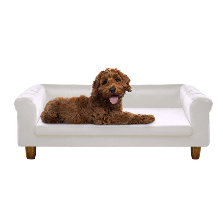 CRITTER SITTERS 33” Faux Suede Ped Bed in Brown, Durable Washable Sofa Couch for Small & Medium Cats & Dogs, Must Have Accessory for Yorkies, Shih Tzus & Frenchies, Kitten & Puppy Essential Furniture