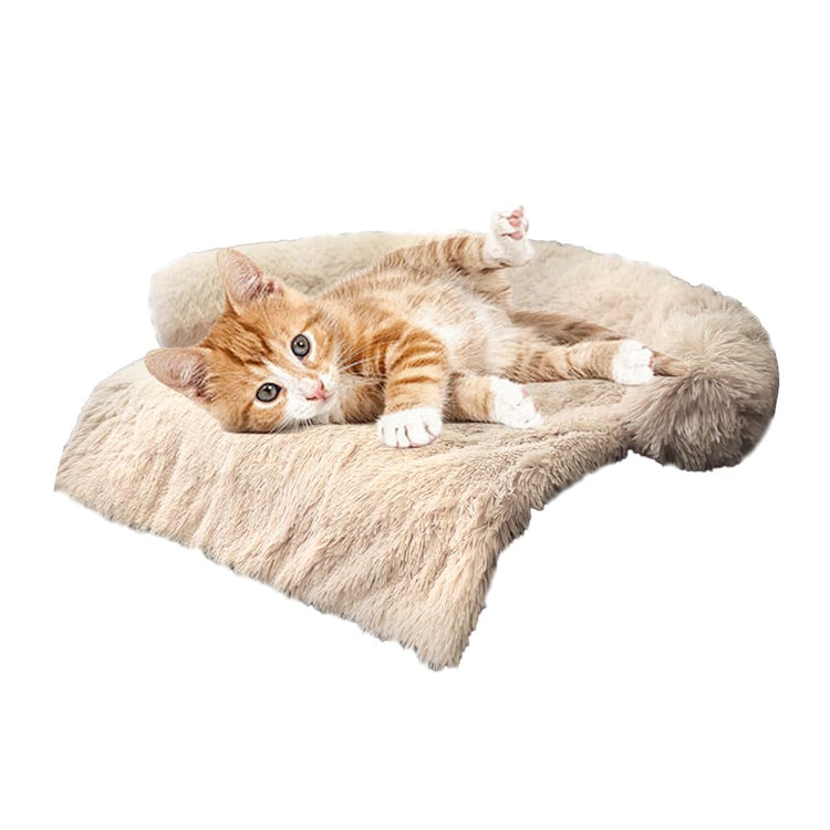 Calming Dogs/Cats Bed Mats, Dog Pad Washable Removable Couch Cover, Plush Long Fur Mat for Pets, Waterproof Lining, Perfect for Small, Medium and Large Dogs and Cats (Gradient Gray, 36"x31")