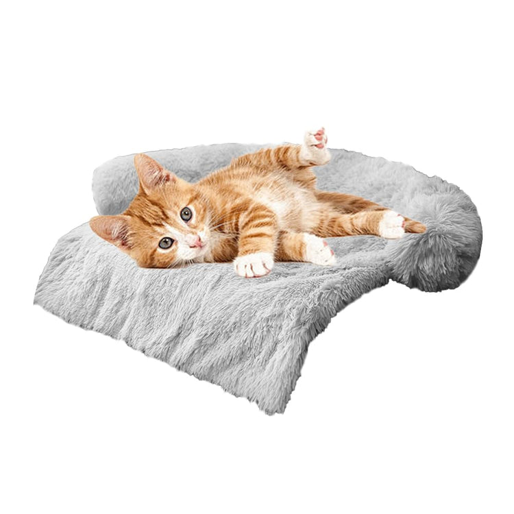 Calming Dogs/Cats Bed Mats, Dog Pad Washable Removable Couch Cover, Plush Long Fur Mat for Pets, Waterproof Lining, Perfect for Small, Medium and Large Dogs and Cats (Gradient Gray, 36"x31")