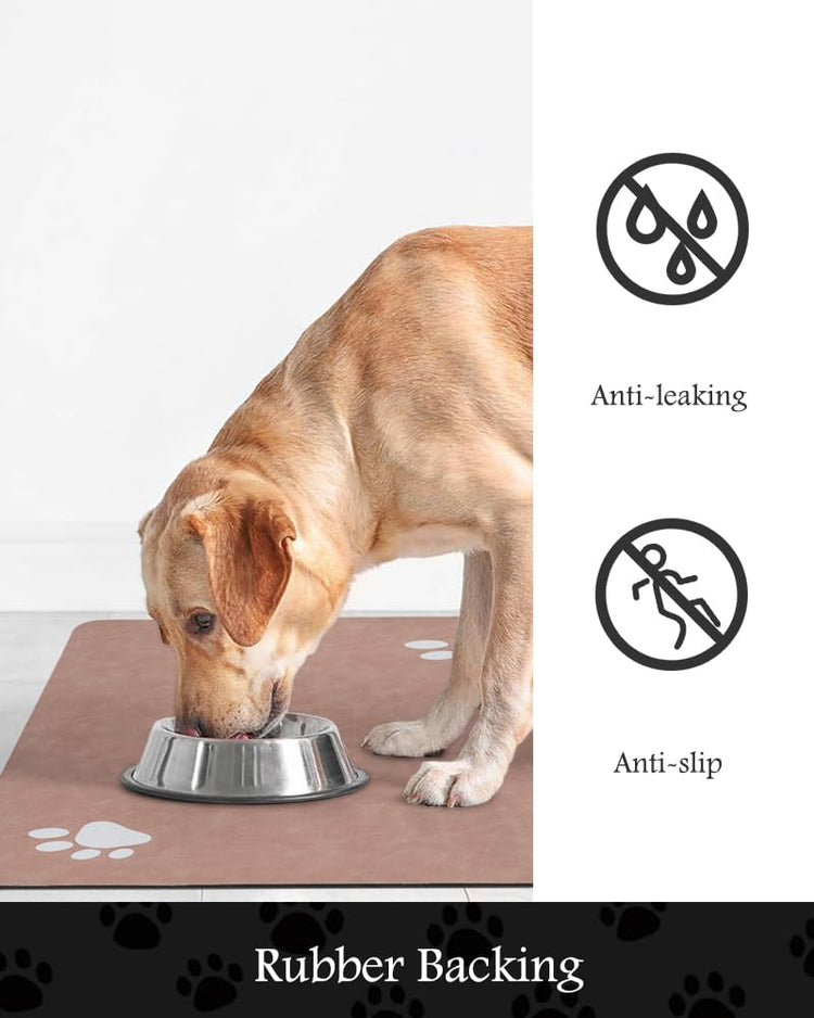 PADOOR Pet Feeding Mat-Absorbent Dog Mat for Food and Water Bowl-No Stains Easy Clean Dog Food Mat-Quick Dry Water Dispenser-Puppy Supplies Accessories