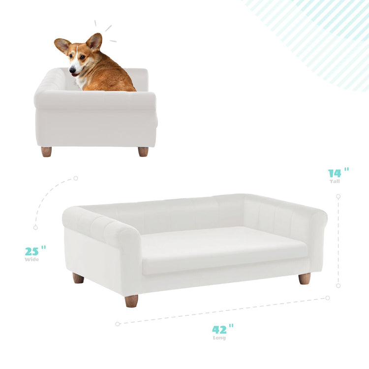 CRITTER SITTERS 33” Faux Suede Ped Bed in Brown, Durable Washable Sofa Couch for Small & Medium Cats & Dogs, Must Have Accessory for Yorkies, Shih Tzus & Frenchies, Kitten & Puppy Essential Furniture