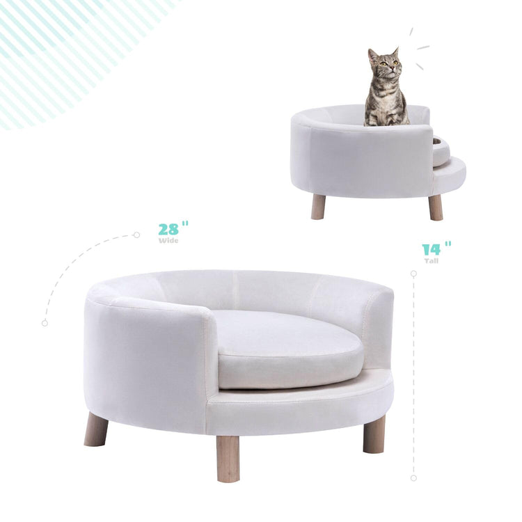 CRITTER SITTERS 33” Faux Suede Ped Bed in Brown, Durable Washable Sofa Couch for Small & Medium Cats & Dogs, Must Have Accessory for Yorkies, Shih Tzus & Frenchies, Kitten & Puppy Essential Furniture
