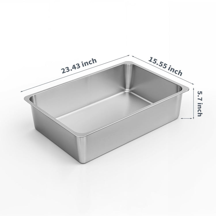 Kirecoo Stainless Steel Cat Litter Box - Metal High Sided Cat Pan, Large Stainless Steel Box, Indoor Litter Tray, Non Stick, No Smell, Easy to Clean, Pet Toilet Supplies for Kitten, Kitty, Rabbit