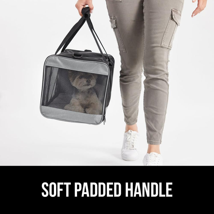 GORILLA GRIP Cat Carrier Travel Bag Up to 15 Lbs, Soft Collapsible Small Dog Carriers, Top and Side Entry Breathable Mesh, Grip Feet on Underside, Cozy Washable Waterproof Pad, Portable Kennel, Black