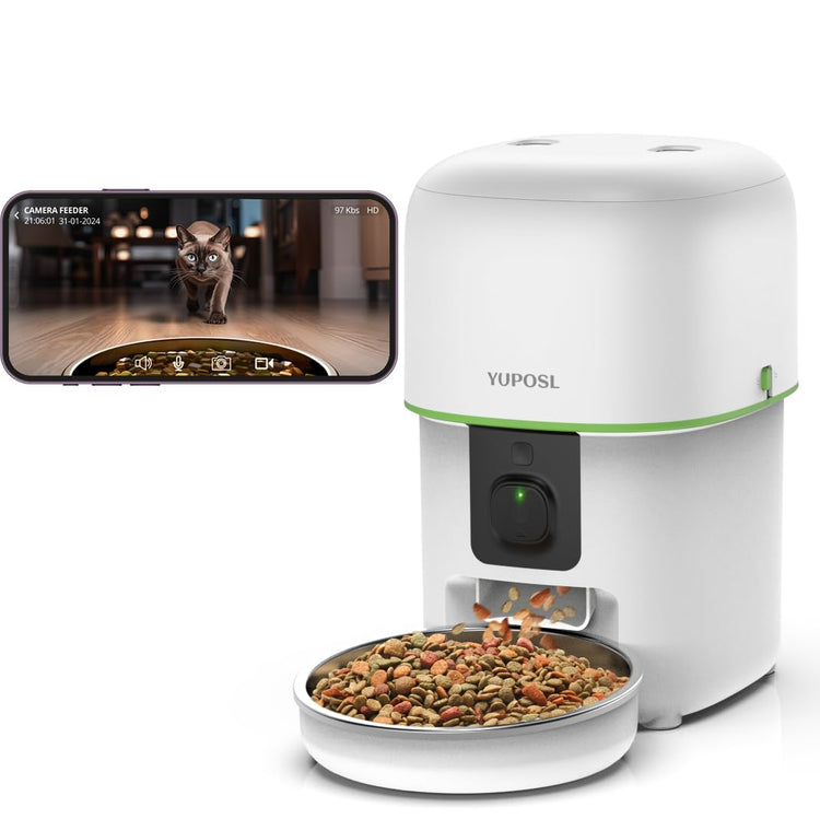 Yuposl Automatic Cat Feeders - 2L Cat Food Dispenser Easy to Use, Timed Automatic Pet Feeder with Over 180-day Battery Life, 1-6 Meals Dry Food Programmable Portion Control Also for Dogs