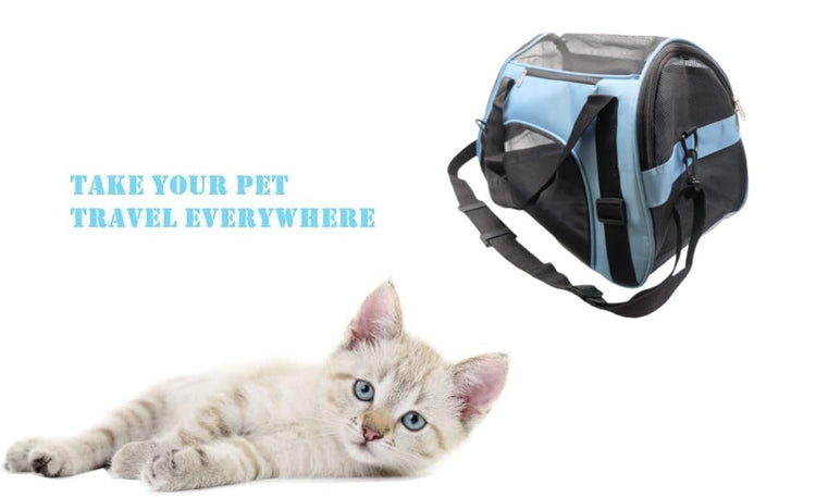 ZaneSun Cat Carrier,Soft-Sided Pet Travel Carrier for Cats,Dogs Puppy Comfort Portable Foldable Pet Bag Airline Approved (Small Blue)