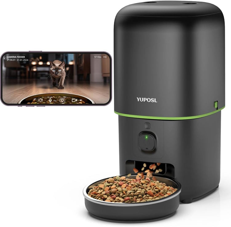 Yuposl Automatic Cat Feeders - 2L Cat Food Dispenser Easy to Use, Timed Automatic Pet Feeder with Over 180-day Battery Life, 1-6 Meals Dry Food Programmable Portion Control Also for Dogs