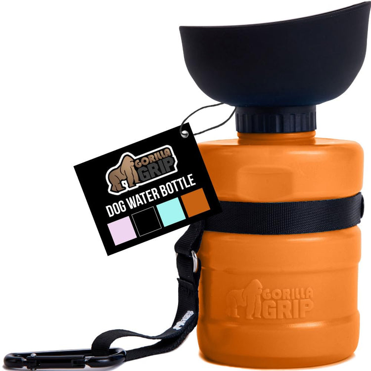GORILLA GRIP Dog Water Bottle, Portable Water Bowl Dispenser for Dogs, 12 oz Leak Proof Pet Travel Squeeze Bottles, Food Grade Silicone, to Go Puppy Essentials, Hiking Camping Trip Accessories, Pink