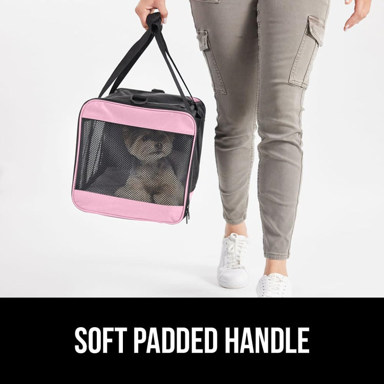 GORILLA GRIP Cat Carrier Travel Bag Up to 15 Lbs, Soft Collapsible Small Dog Carriers, Top and Side Entry Breathable Mesh, Grip Feet on Underside, Cozy Washable Waterproof Pad, Portable Kennel, Black