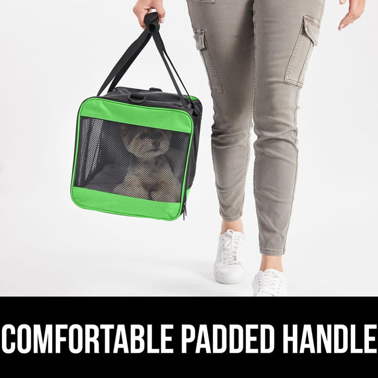 GORILLA GRIP Cat Carrier Travel Bag Up to 15 Lbs, Soft Collapsible Small Dog Carriers, Top and Side Entry Breathable Mesh, Grip Feet on Underside, Cozy Washable Waterproof Pad, Portable Kennel, Black