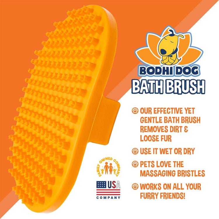 Bodhi Dog Shampoo Brush - Pet Grooming & Bath Supplies for Dogs and Cats - Bath Brush for Long & Short Hair - Premium Scrubber for Shower, Bathing & Massage (One Pack, Silver Glitter)
