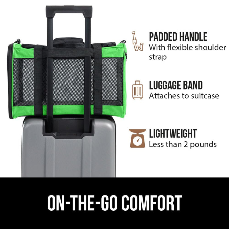 GORILLA GRIP Cat Carrier Travel Bag Up to 15 Lbs, Soft Collapsible Small Dog Carriers, Top and Side Entry Breathable Mesh, Grip Feet on Underside, Cozy Washable Waterproof Pad, Portable Kennel, Black