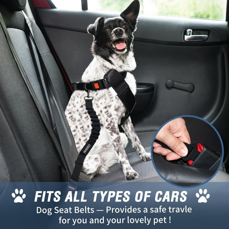 COOYOO Dog Seat Belt, Durability Retractable Dog Car Harness Adjustable Dog Seat Belt for Vehicle Nylon Pet Safety Seat Belts Heavy Duty & Elastic (1 Pack Black)