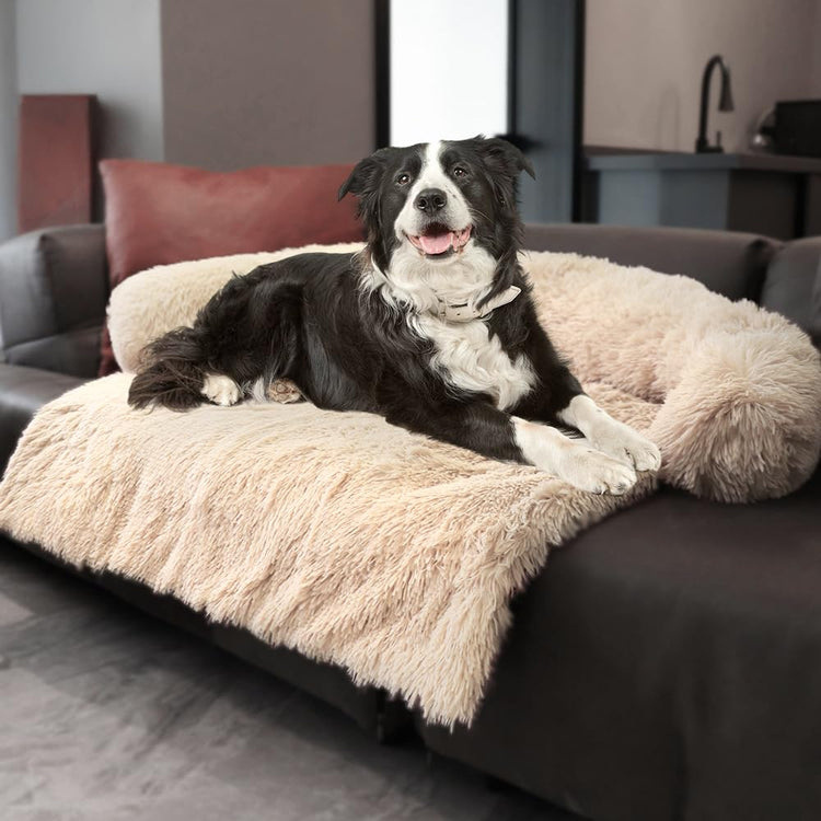 Calming Dogs/Cats Bed Mats, Dog Pad Washable Removable Couch Cover, Plush Long Fur Mat for Pets, Waterproof Lining, Perfect for Small, Medium and Large Dogs and Cats (Gradient Gray, 36"x31")