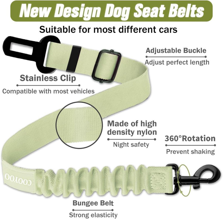 COOYOO Dog Seat Belt, Durability Retractable Dog Car Harness Adjustable Dog Seat Belt for Vehicle Nylon Pet Safety Seat Belts Heavy Duty & Elastic (1 Pack Black)