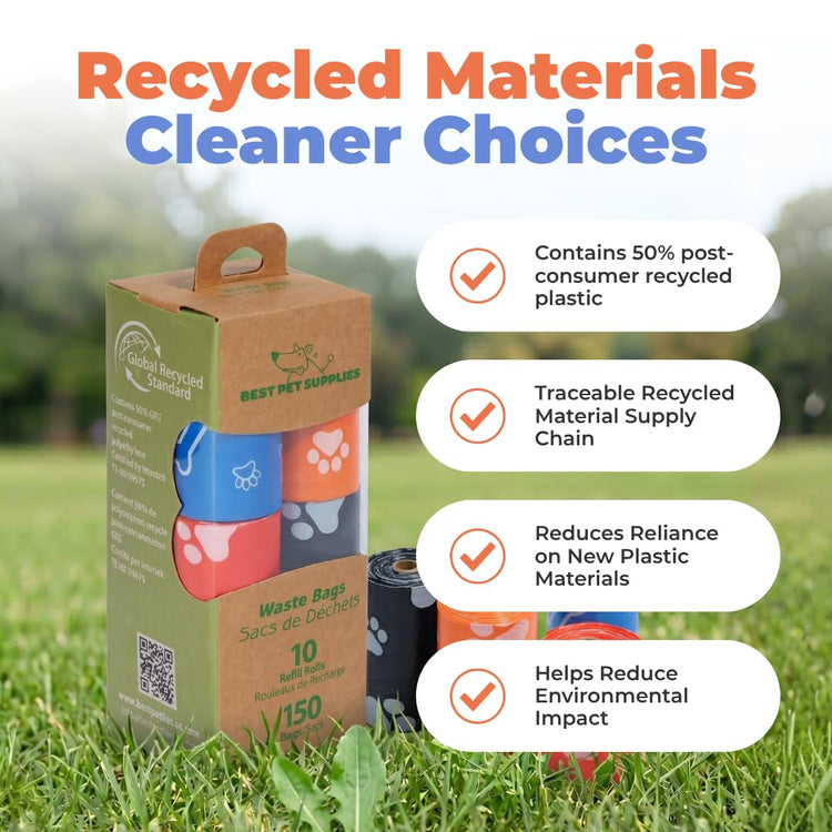 Best Pet Supplies Dog Poop Bags for Waste Refuse Cleanup, Doggy Roll Replacements for Outdoor Puppy Walking and Travel, Leak Proof and Tear Resistant, Thick Plastic - Assorted, 150 Bags
