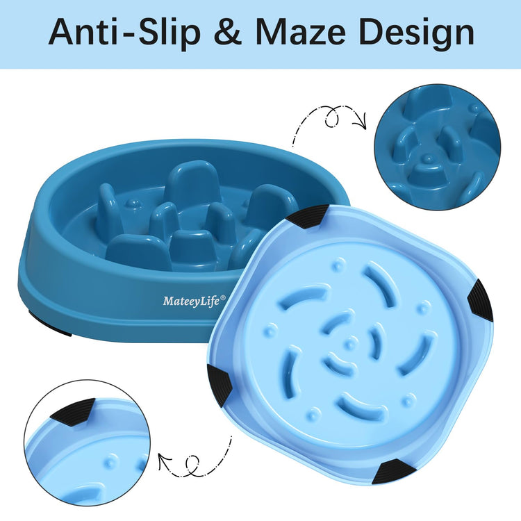 MateeyLife Slow Feeder Dog Bowls 2PCS, Anti-Choking Puzzle Dog Food Bowls, Anti-Slip Interactive Feeding Slow Down Eating, Bloat Stop Maze Dishes for Medium Breeds