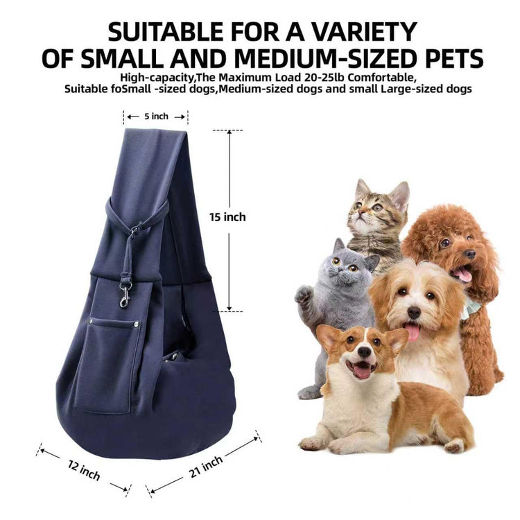 Dog Carrier Sling - Reversible Puppy Carrier Purse with Storage Pocket, Hand-Free Dog Sling Carrier for Carry Small Dogs and Cats, Travel Safety Harness, Dog and Cat Harness(Black)