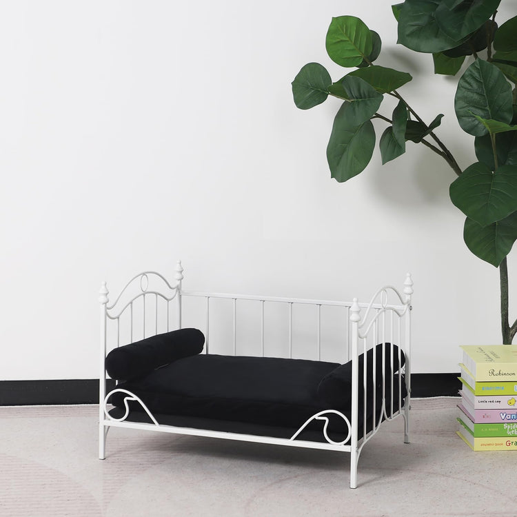 Pet Sofa Bed, Cat Bed,Dog Bed,Cat Couch,Pet Couch,Metal Frame and Detached Velvet Cushion，Cool Dog Couch for Small Cats &Dogs&Puppy Summer Using (White)