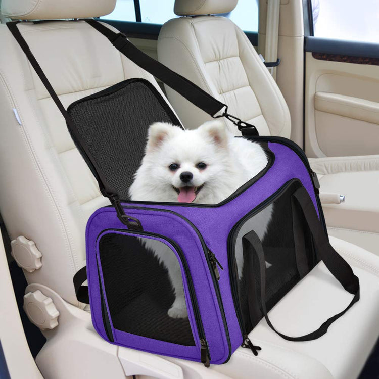 Henkelion Cat Carriers Dog Carrier Pet Carrier For Small / Medium Cats Dogs Puppies (Up To 15lbs), TSA Airline Approved Small Dog Carrier Soft Sided, Collapsible Waterproof Travel Puppy Carrier - Grey