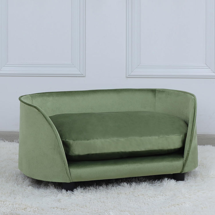 Pet Sofa Bed,Cat Sofa Couch,Small Dog Beds,Pet Sof Couch, Cat Beds,Wooden Frame and Velvet Fabric and Washable Cushion,Comfy Dog Couch for for Small Dogs &Cats&Puppy (Green)