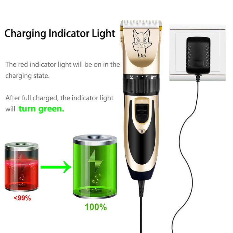 Highdas Dog Clippers for Grooming Low Noise, Cordless Electric Dog Grooming Kit Clippers Rechargeable, Quiet Dog Shaver, Pet Hair Trimmer Kit for Dogs & Cats (Gold)