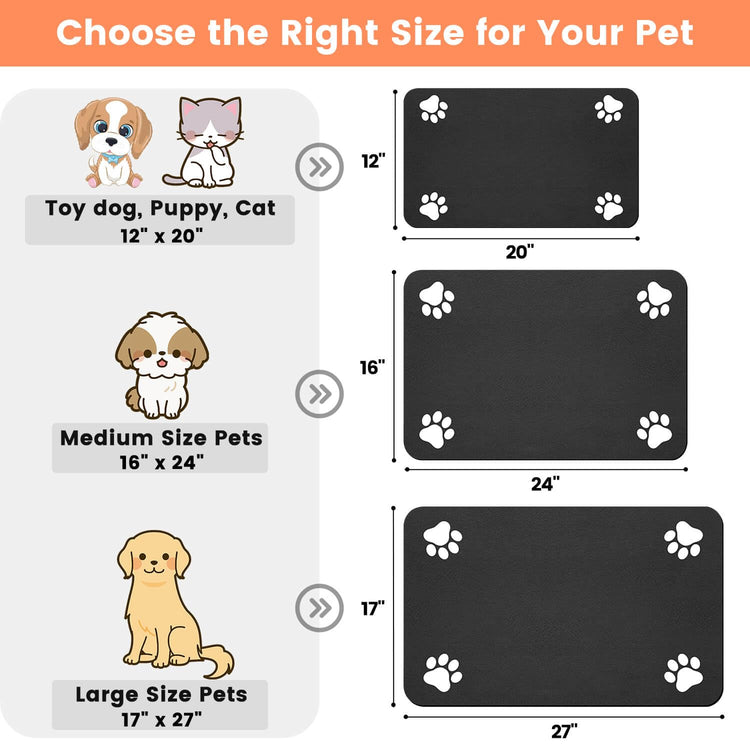 Pet Feeding Mat-Absorbent Pet Placemat for Food and Water Bowl, with Waterproof Rubber Backing, Quick Dry Water Dispenser Mat for Dog and Cat (20"x12", Striped Dark Gray)