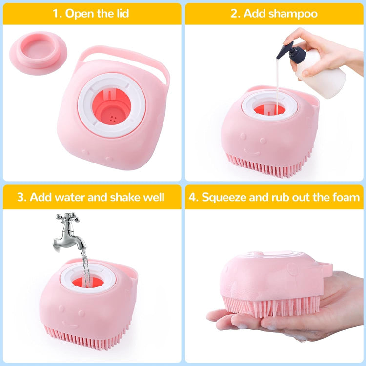 7pcs Pet Grooming Kit, Self-Cleaning Brush Shedding Kit with Nail Clipper, Flea Comb, Shampoo Bath Brush, Finger Toothbrush, Storage Bag (Blue)