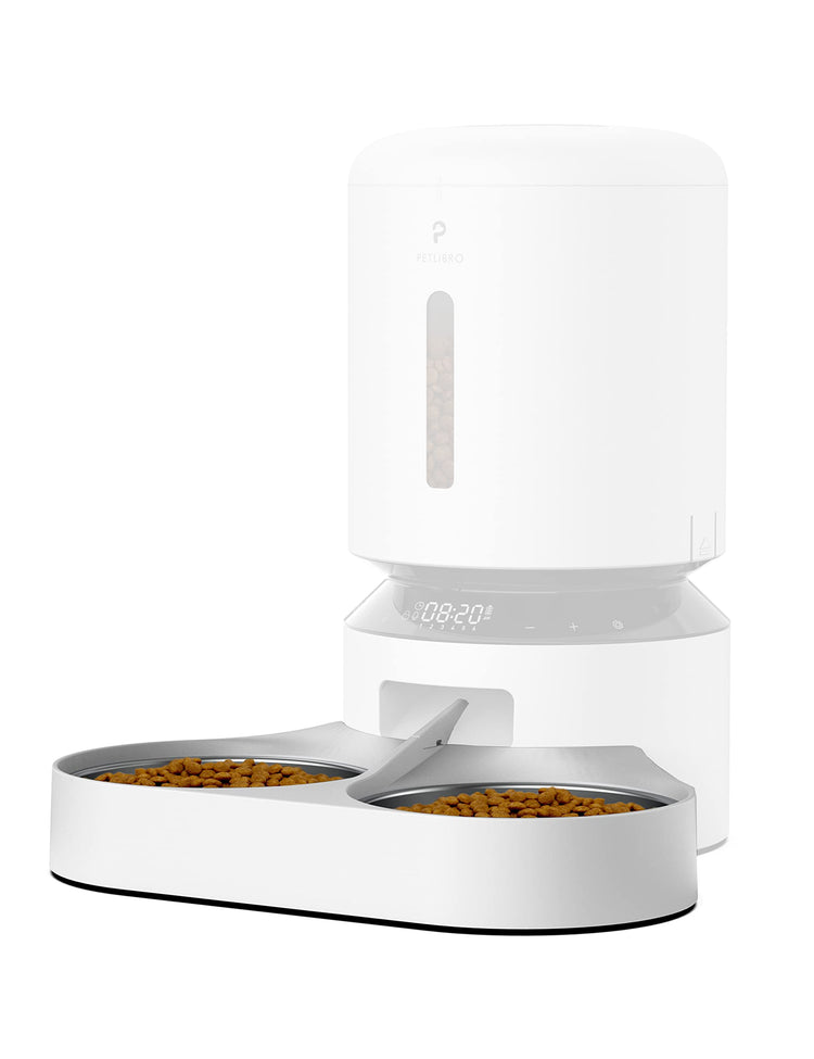 PETLIBRO Pet Food Splitter with Stainless Steel Bowls, Automatic Cat Feeder Bowls for Two Cats or Dogs, Suitable for PETLIBRO Automatic Cat Feeder PLAF005, PLAF006, PLAF103, PLAF203, White