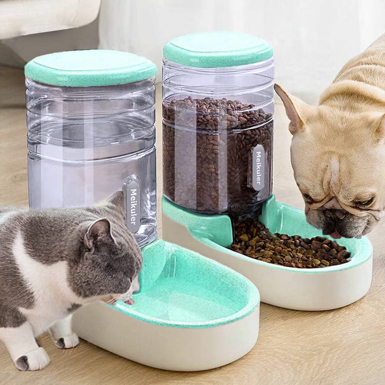 Meikuler Pets Auto Feeder 5.2L,Food Feeder and Water Dispenser Set for Medium & Large Dogs Cats and Pets Animals (Navy)