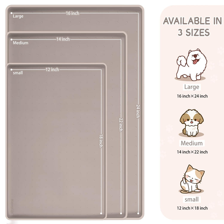 MateeyLife Silicone Cat & Dog Food Mat for Floors Waterproof, Anti-Slip Dog Bowl Mats for Food and Water, Pet Feeding Mats with Lip to Prevent Spills, Pet Placemat for Messy Drinkers to Protect Floors