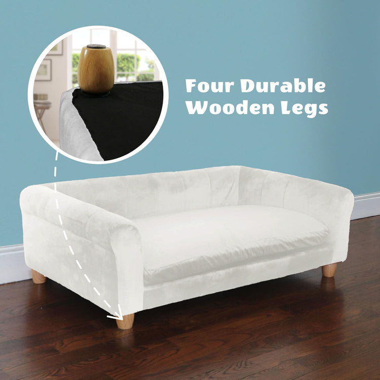 CRITTER SITTERS 33” Faux Suede Ped Bed in Brown, Durable Washable Sofa Couch for Small & Medium Cats & Dogs, Must Have Accessory for Yorkies, Shih Tzus & Frenchies, Kitten & Puppy Essential Furniture