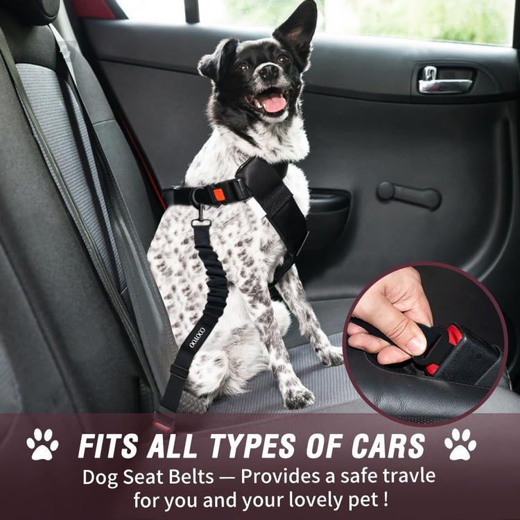 COOYOO Dog Seat Belt, Durability Retractable Dog Car Harness Adjustable Dog Seat Belt for Vehicle Nylon Pet Safety Seat Belts Heavy Duty & Elastic (1 Pack Black)
