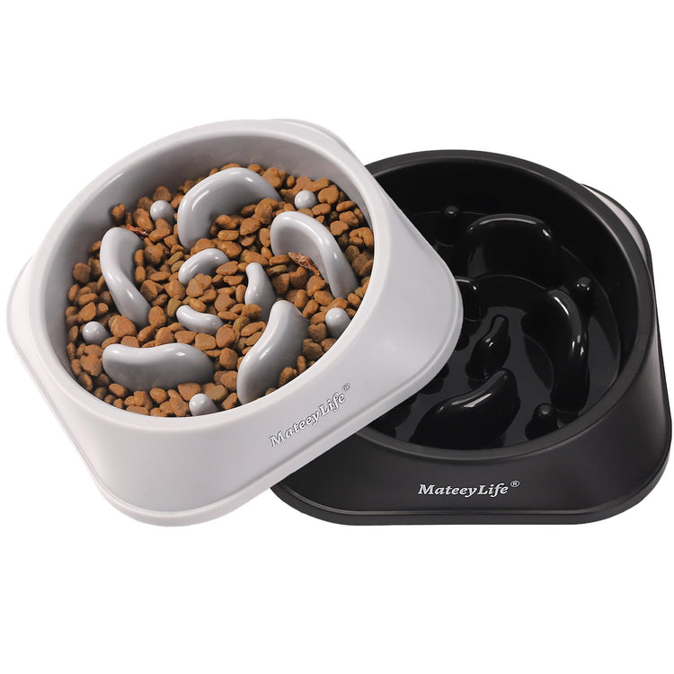 MateeyLife Slow Feeder Dog Bowls 2PCS, Anti-Choking Puzzle Dog Food Bowls, Anti-Slip Interactive Feeding Slow Down Eating, Bloat Stop Maze Dishes for Medium Breeds