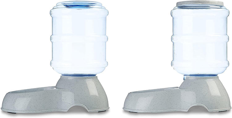 Amazon Basics Gravity Pet Food Feeder for Dogs and Cats, Easy to Clean, Easy to Fill, Removable Lid, 6-Pound Capacity, Small, Gray